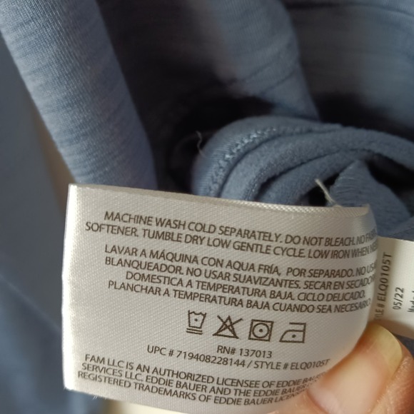 Eddie Bauer Womens Blue Gray Kangaroo Pocket QTR Zip Pullover - Large - Picture 7 of 16